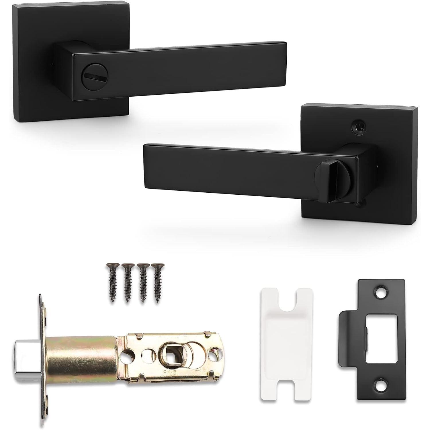 Massive Discounts Matte Black Square Privacy Door Lever - Stainless Steel