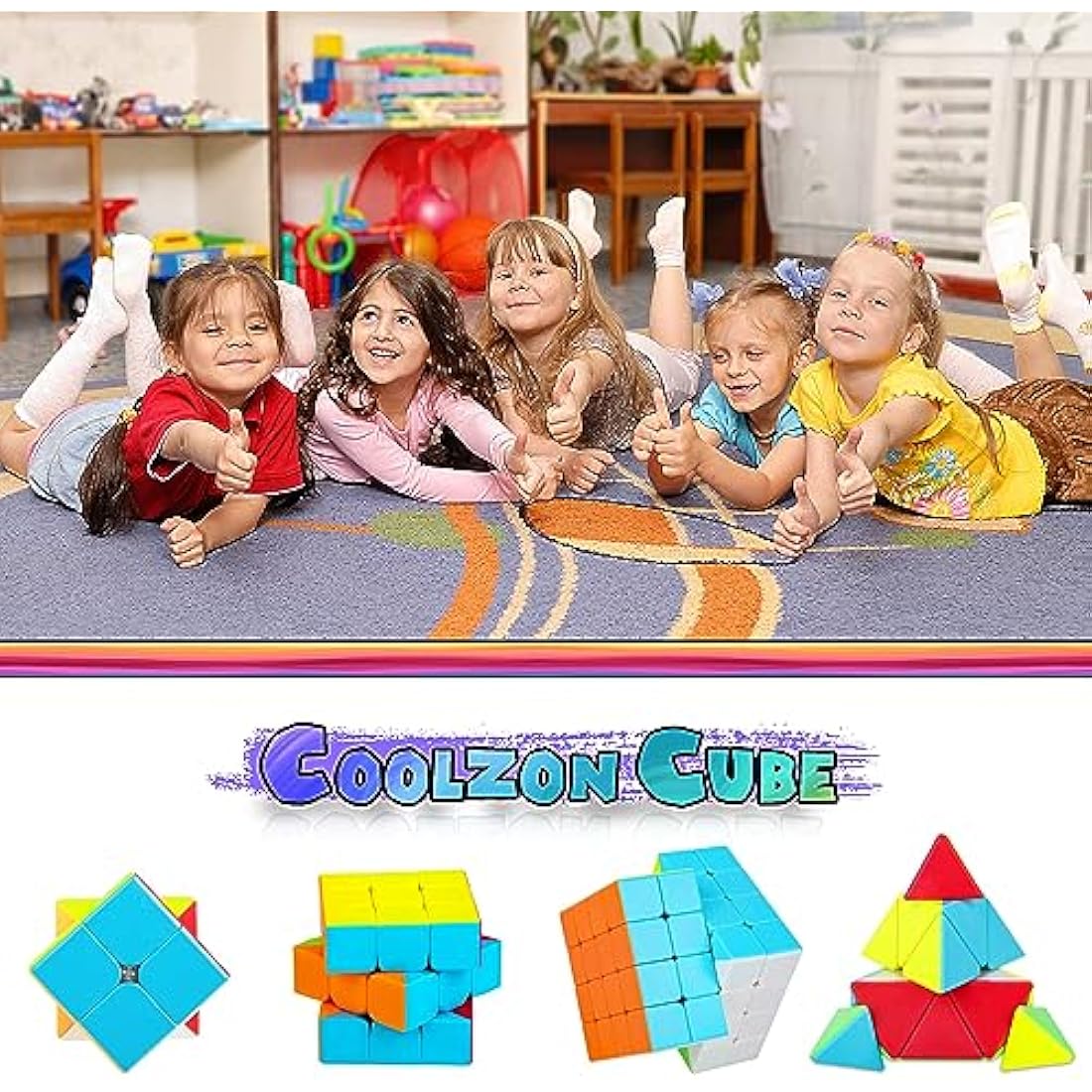 Coolzon Speed Cube Set | 4-Pack Stickerless Magic Cube Puzzle Toy