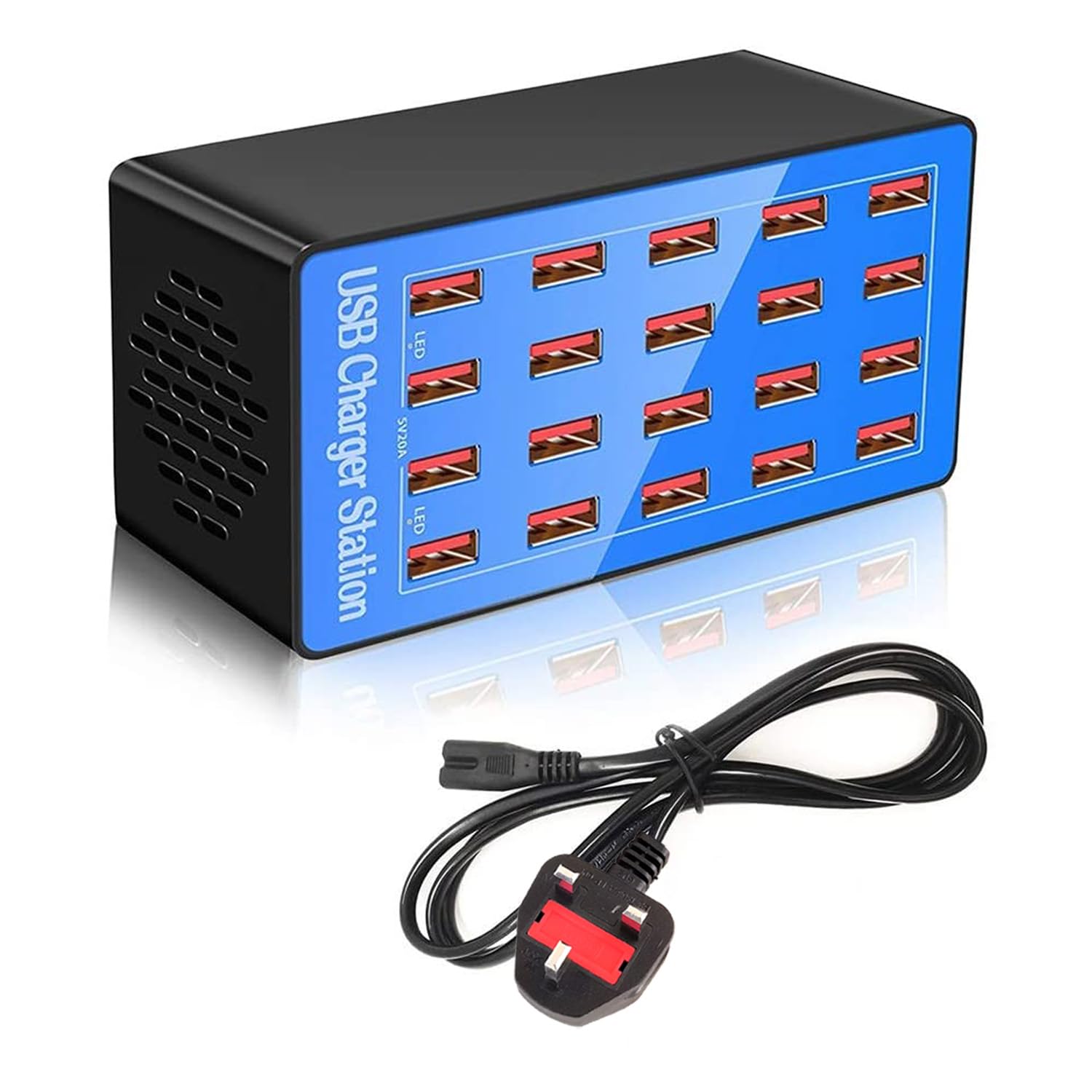 Balabaxer 20-Port USB Charging Station – 100W/20A Multi-Device Hub
