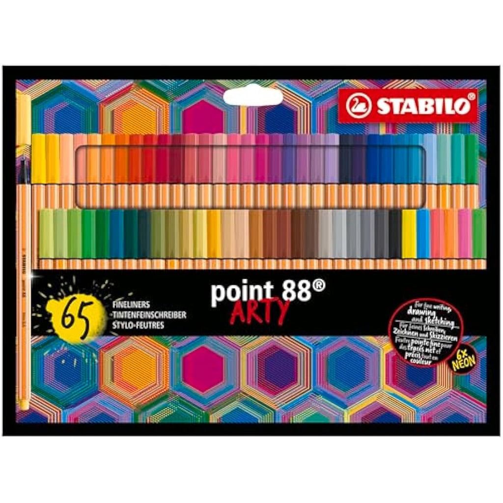 STABILO Point 88 Fineliner Pens – ARTY Set of 65 Assorted Colours