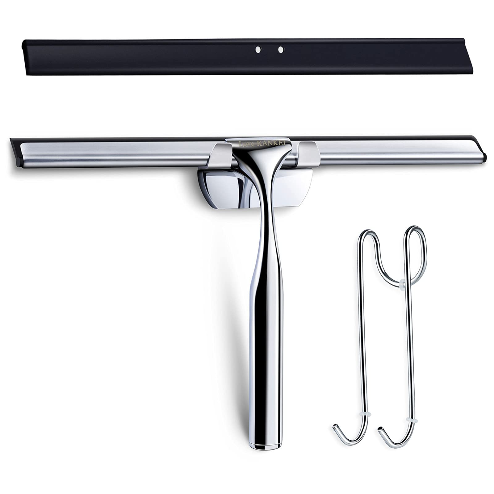 Love-KANKEI Stainless Steel Shower Squeegee with Replacement Blade