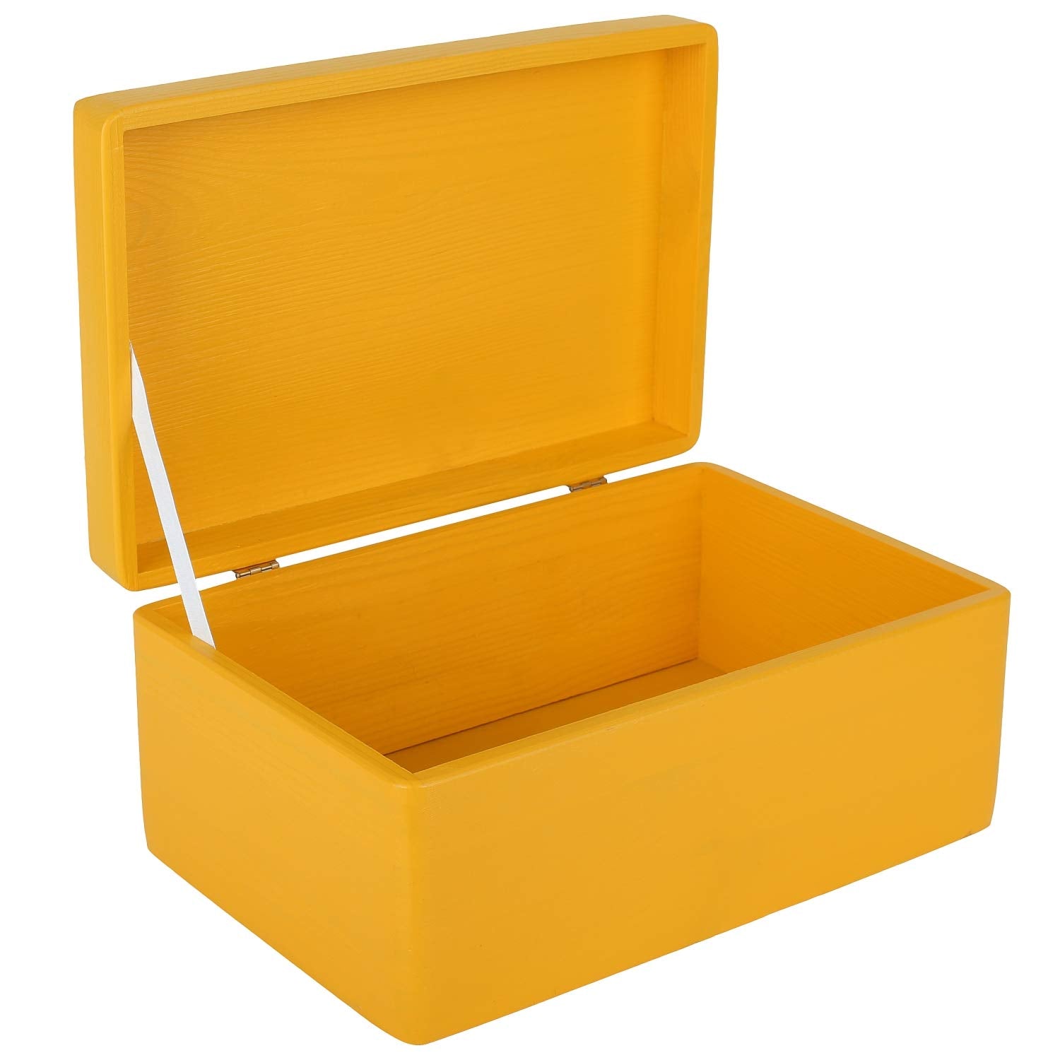 Creative Deco Large Yellow Wooden Storage Box with Lid – 30x20x14cm