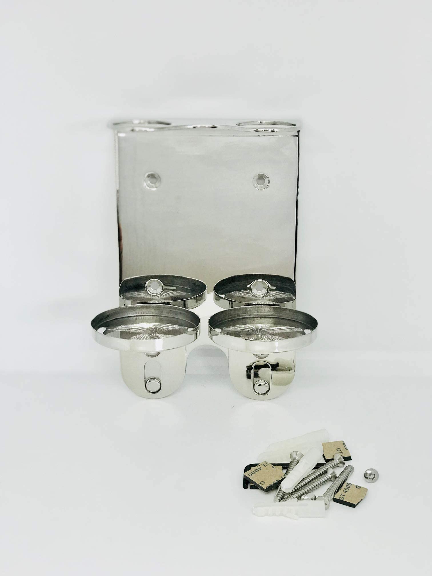 Wall Mount Double Soap Dispenser | Chrome Stainless Steel