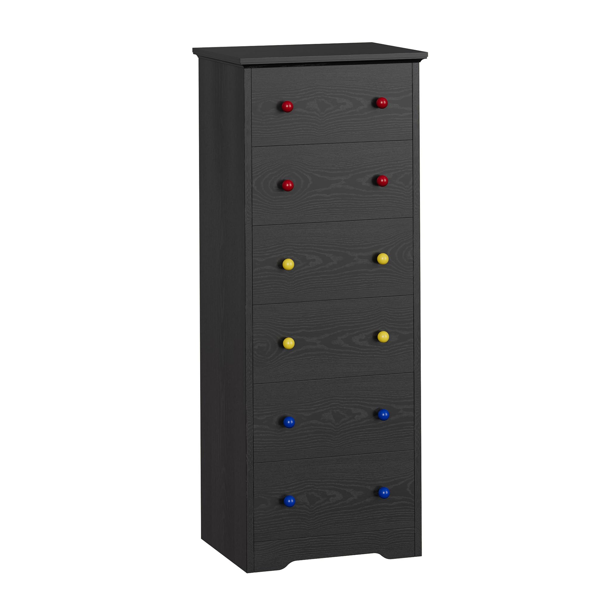 IRONCK 6-Drawer Tall Chest of Drawers | Black Wooden Storage Cabinet