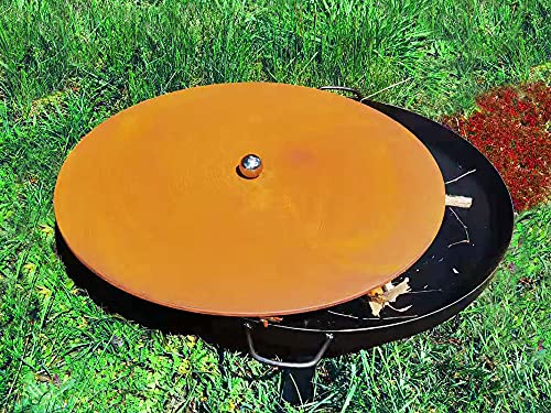 Köhko Design Fire Bowl Lid – 80.5 cm Steel Cover with Rust Patina