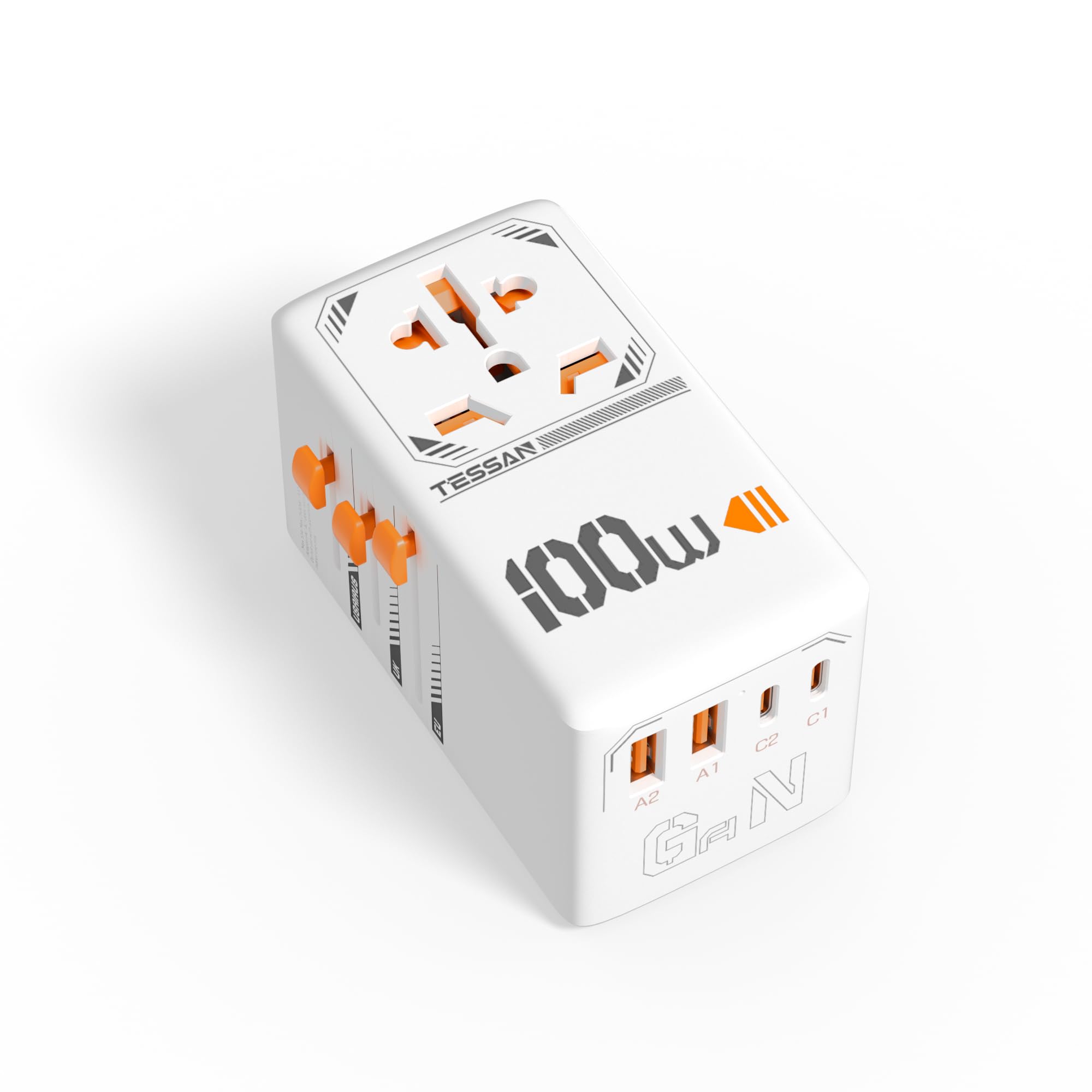 TESSAN 100W Universal Travel Adapter | 2 USB-C & 2 USB-A Ports