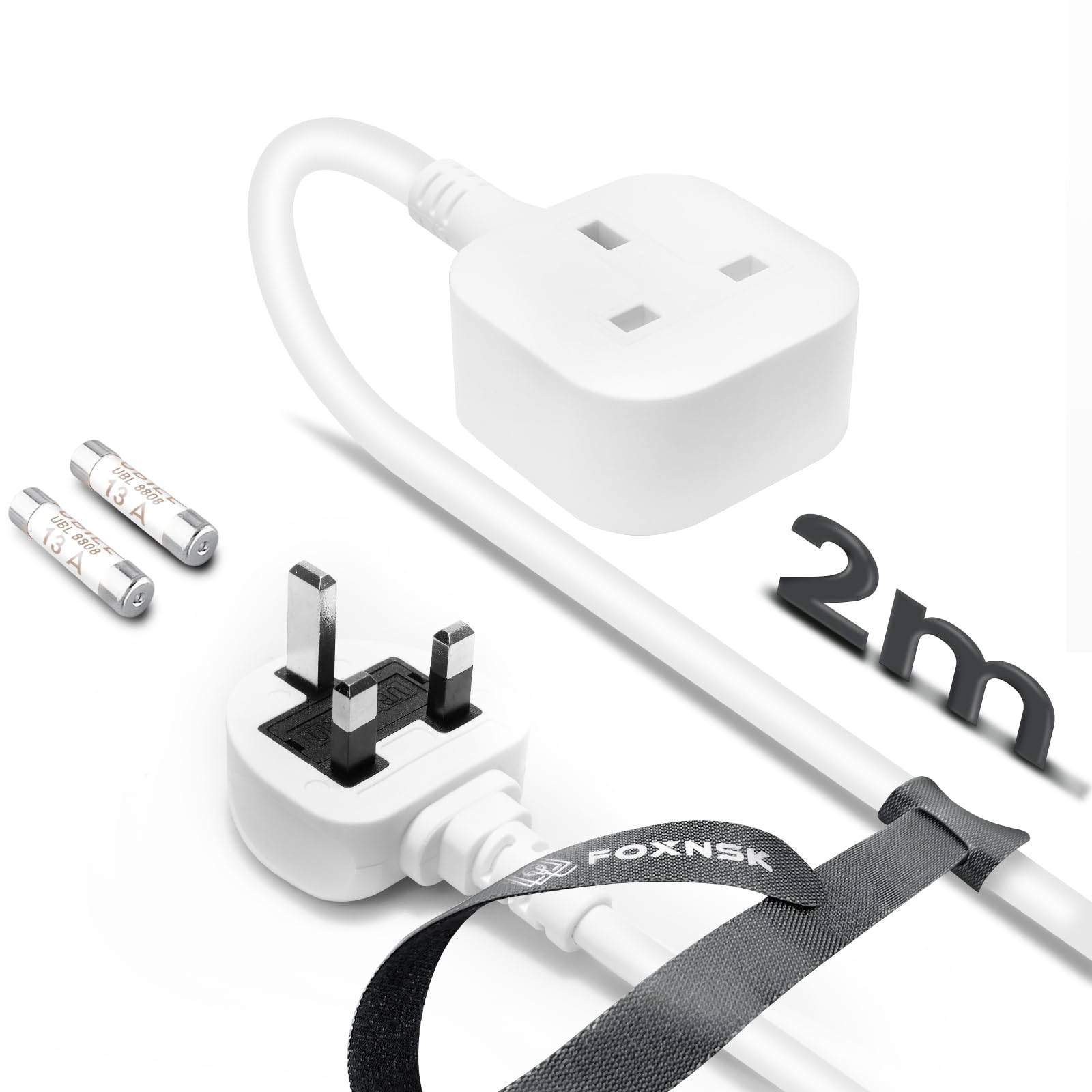 Jolof Store 1 Gang Single Socket Extension Lead - 2m Surge Protected