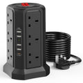 Jolof Store 12-Way Surge Protection Tower Extension Lead - 5M, 20W USB C