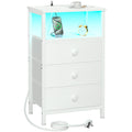 LOAKEKEL Bedside Table with Charging Station, Side Table with 3 Drawers - image 1