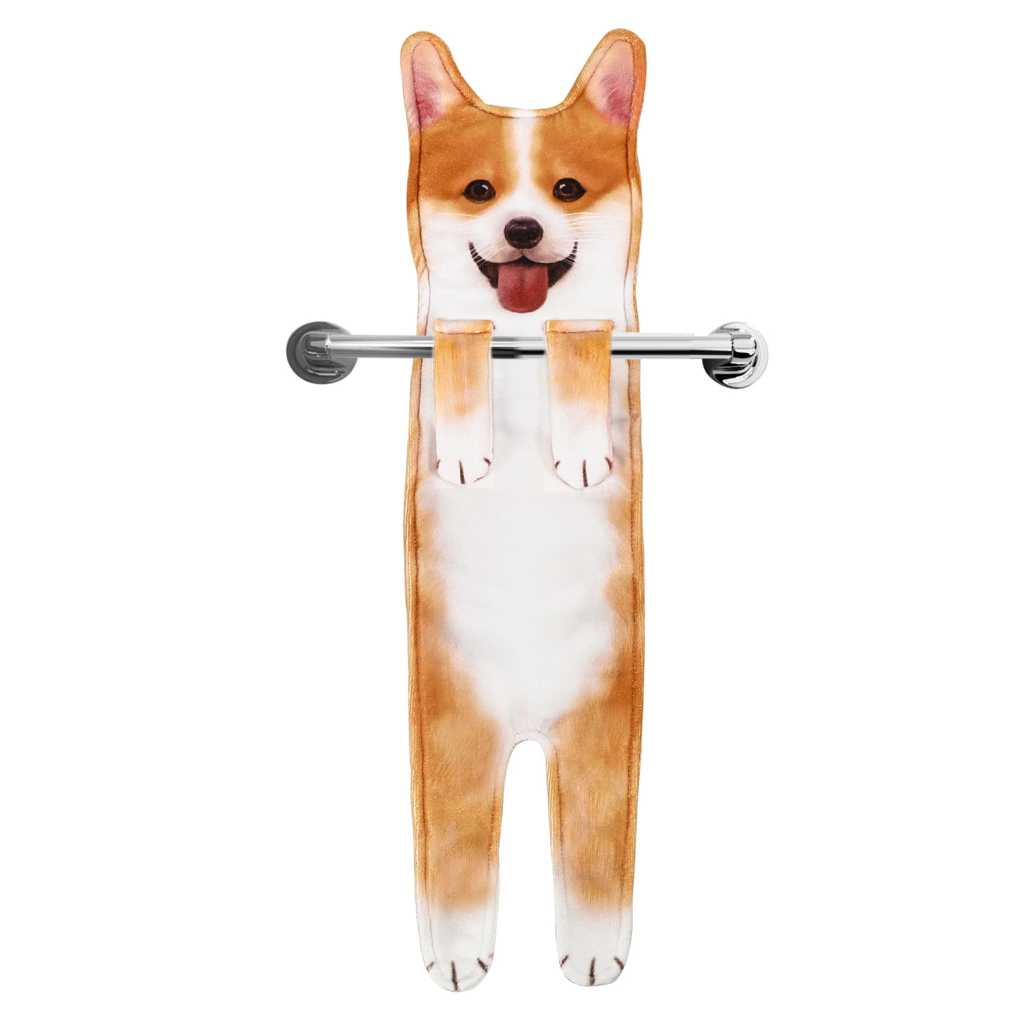 Corgi Dog Hand Towel – Soft Absorbent Hanging Washcloth