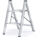 KINGRACK Aluminium 2 Step Ladder – Lightweight Folding Slim Step Stool