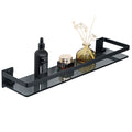 SAYAYO 20-Inch Black Tempered Glass Bathroom Shelf with Stainless Rail