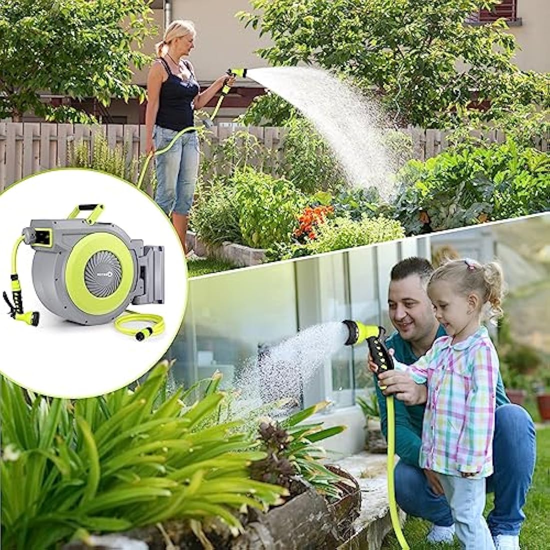 Bietor Retractable Garden Hose Reel – 30m Wall Mounted Heavy Duty Hose