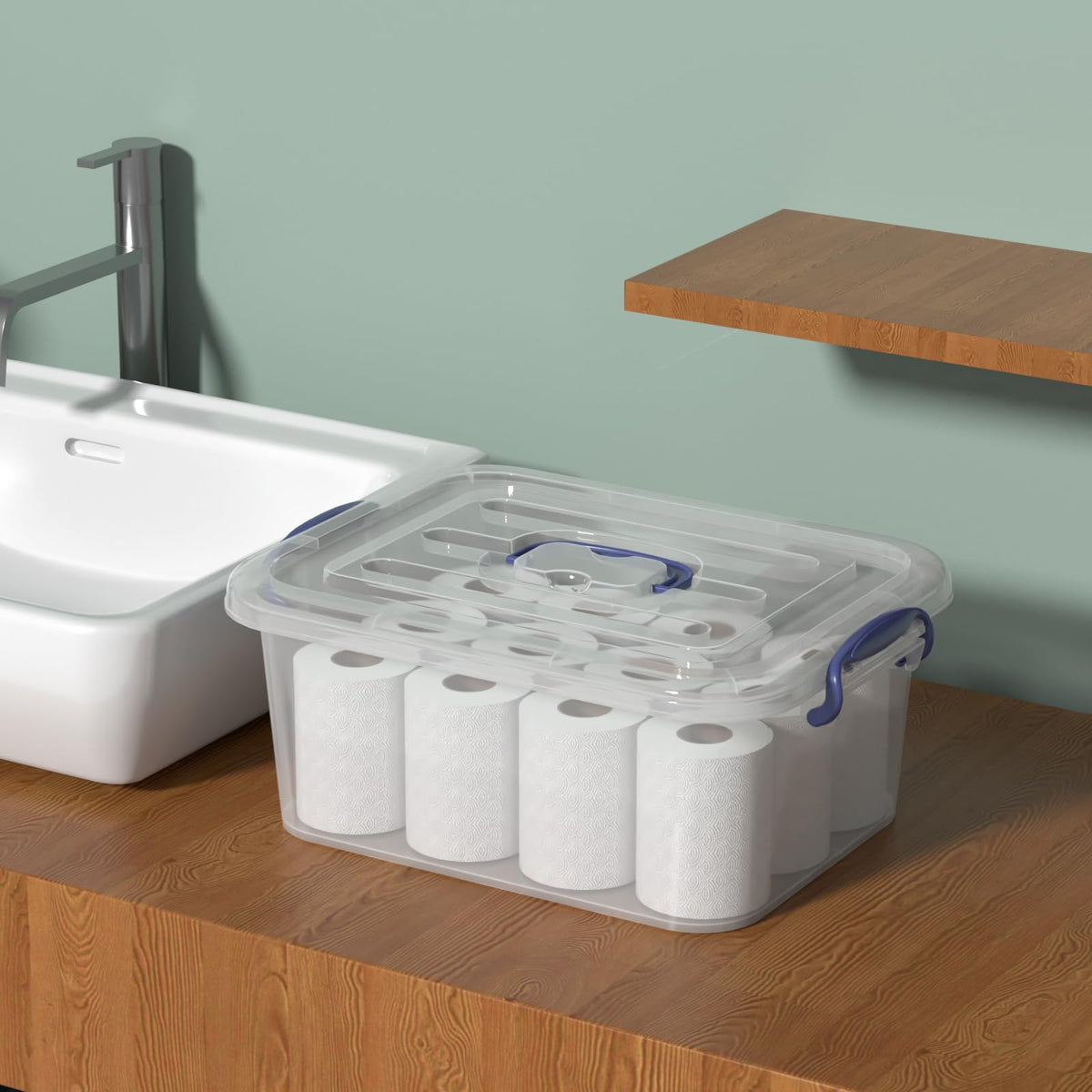 Tyminin 6 Packs Clear Plastic Storage Boxes with Clear Lids, Small Latch Bins, 8 Litre, T - image 3