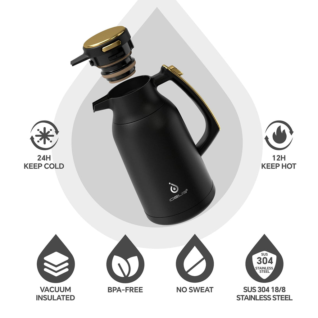 IDEUS 68oz Vacuum Insulated Coffee Carafe | Stainless Steel Thermal Pot