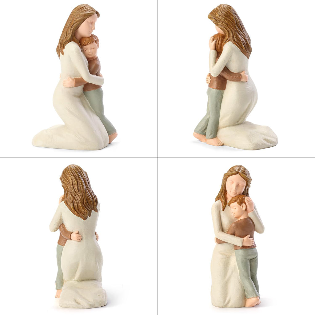 Mother and Son Figurine – Hand-Painted Resin Statue Home Decor