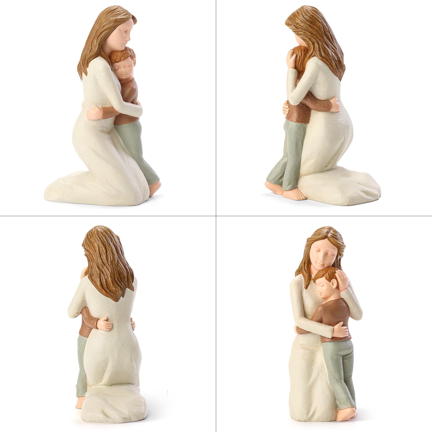 Mother and Son Figurine – Hand-Painted Resin Statue Home Decor