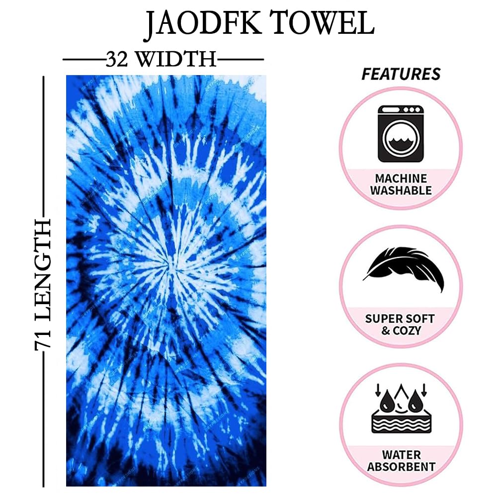 JAODFK Microfibre Beach Towel 71"X32" Quick Dry Lightweight Sand Free Extra Large Thin Blue Towels Travel Essentials For Adults Womens Swim Bath - image 2