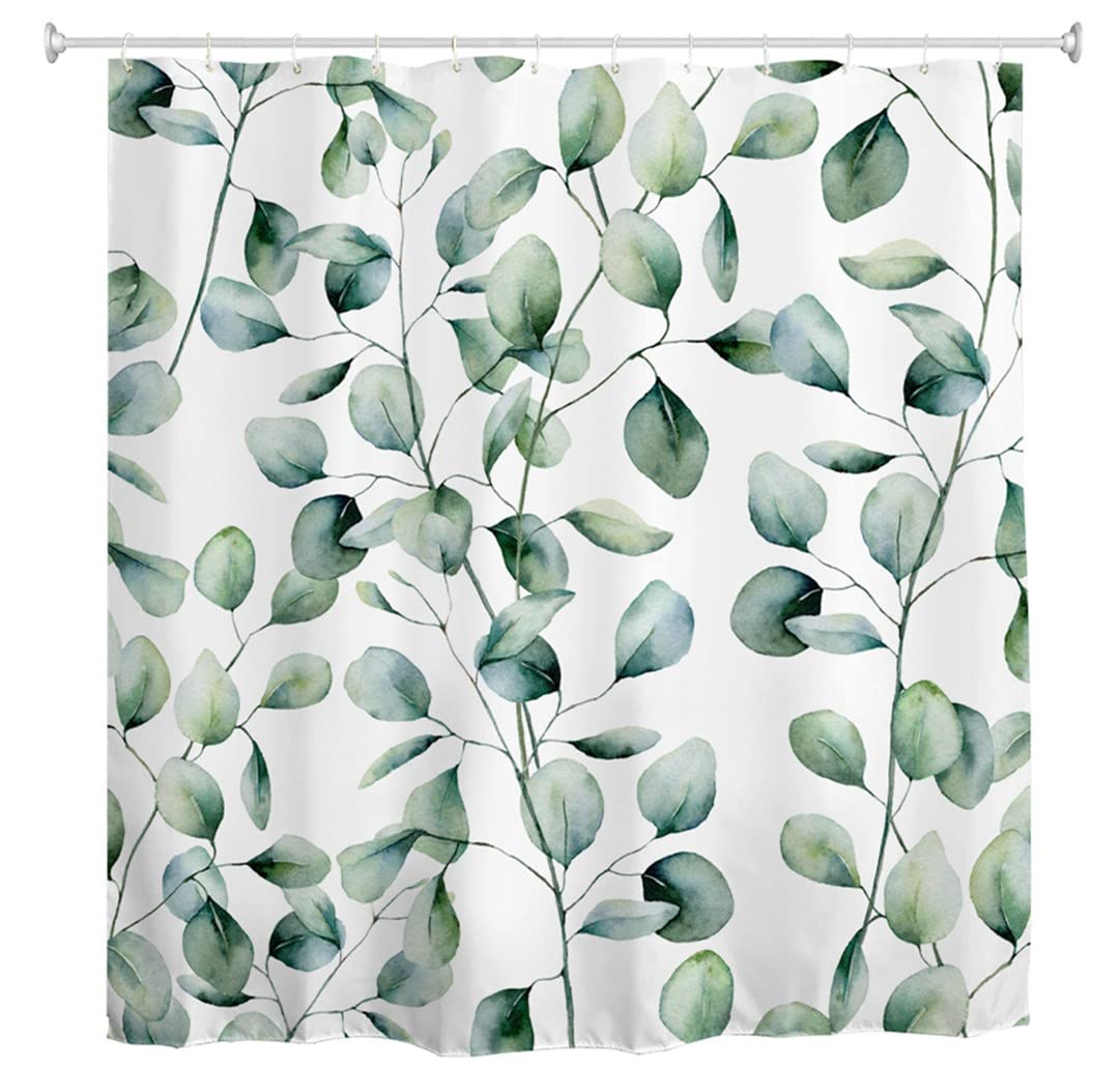 Jolof Store Eucalyptus Leaf Shower Curtain | Waterproof Fabric, 180x180cm
