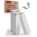 LouMaxx White Adjustable Furniture Legs | 150mm Square Cabinet Feet - 4pc