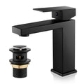 Black Basin Mixer Tap – Modern Monobloc Faucet with Waste