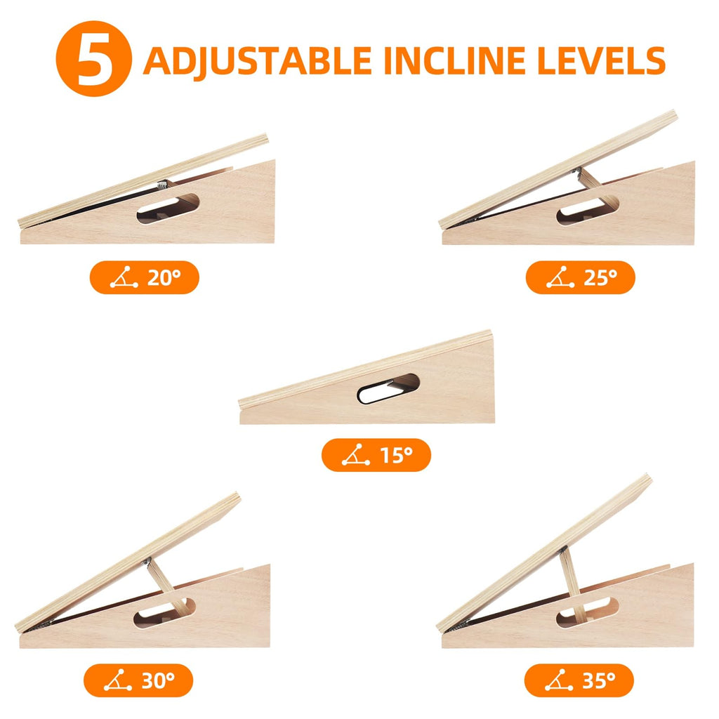 STNFAREBI Wooden Slant Board – 5-Position Adjustable Calf Stretcher
