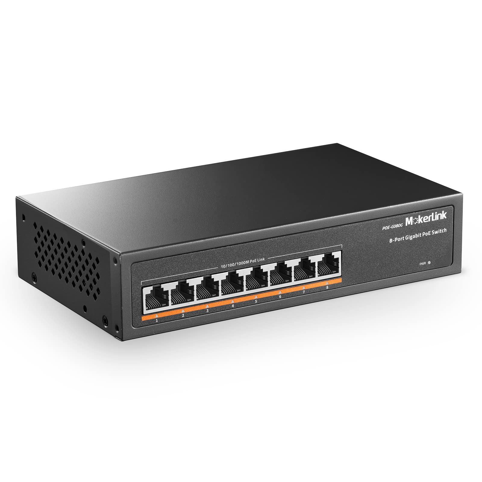 MokerLink 8 Port Gigabit PoE Switch | 120W 802.3af/at Unmanaged Metal