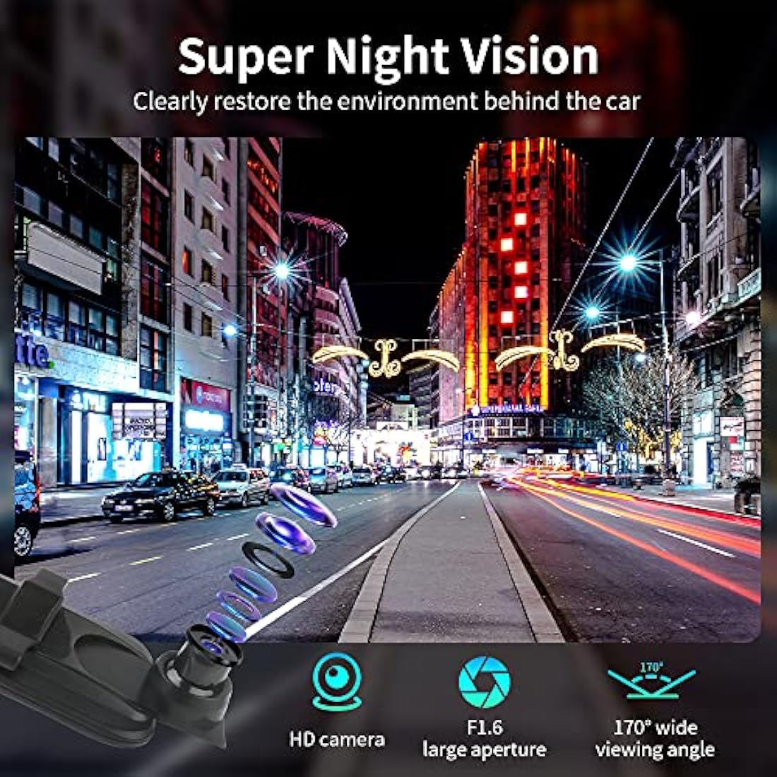 Jansite 10 Inch Mirror Dash Cam | 1080P Dual Front and Rear Night Vision