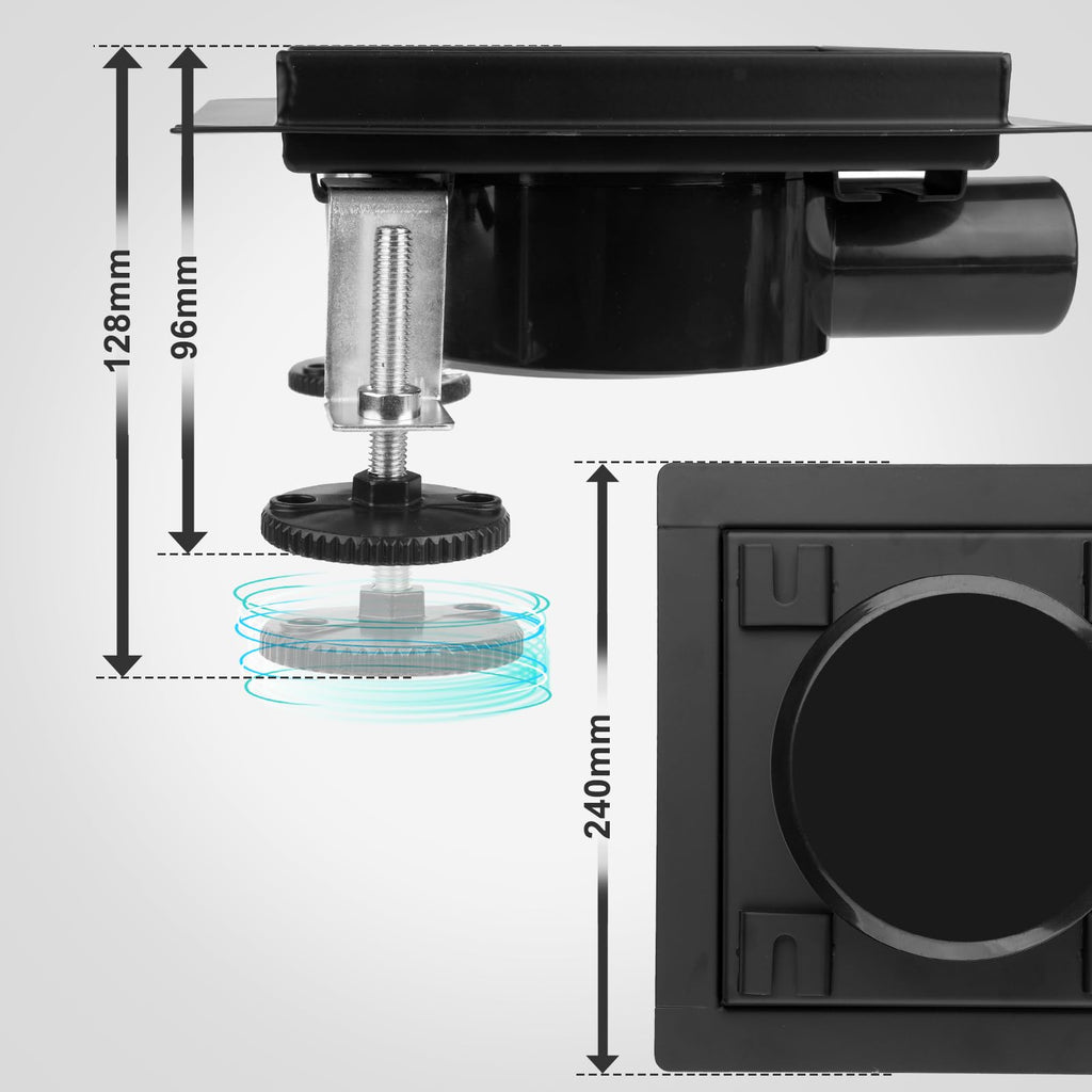 iYueMps Square Shower Drain 20 x 20cm Stainless Steel, 360° Siphon,Black - image 5