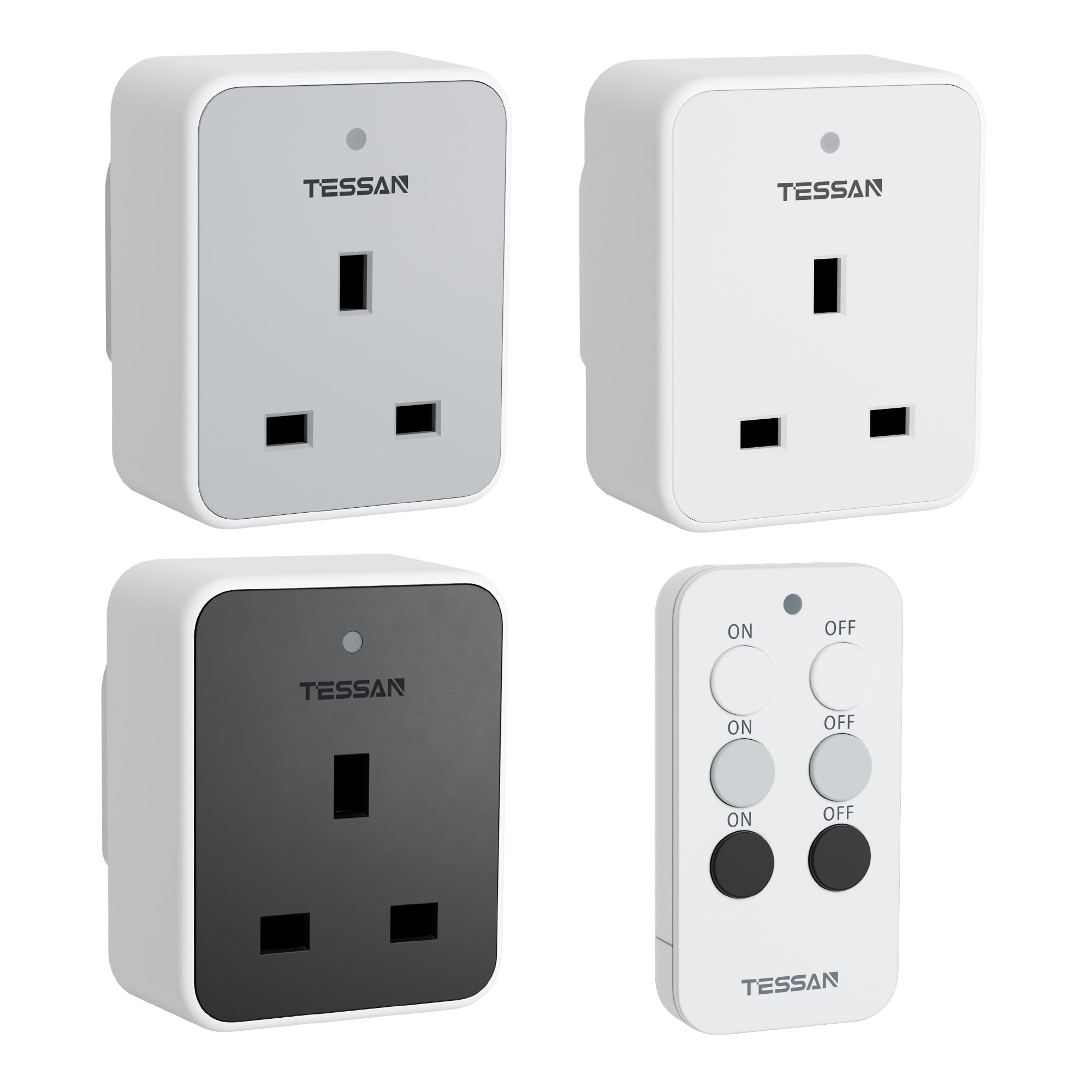 TESSAN Remote Control Plug Socket UK - 30m Range Wireless Plug (3 Pack)