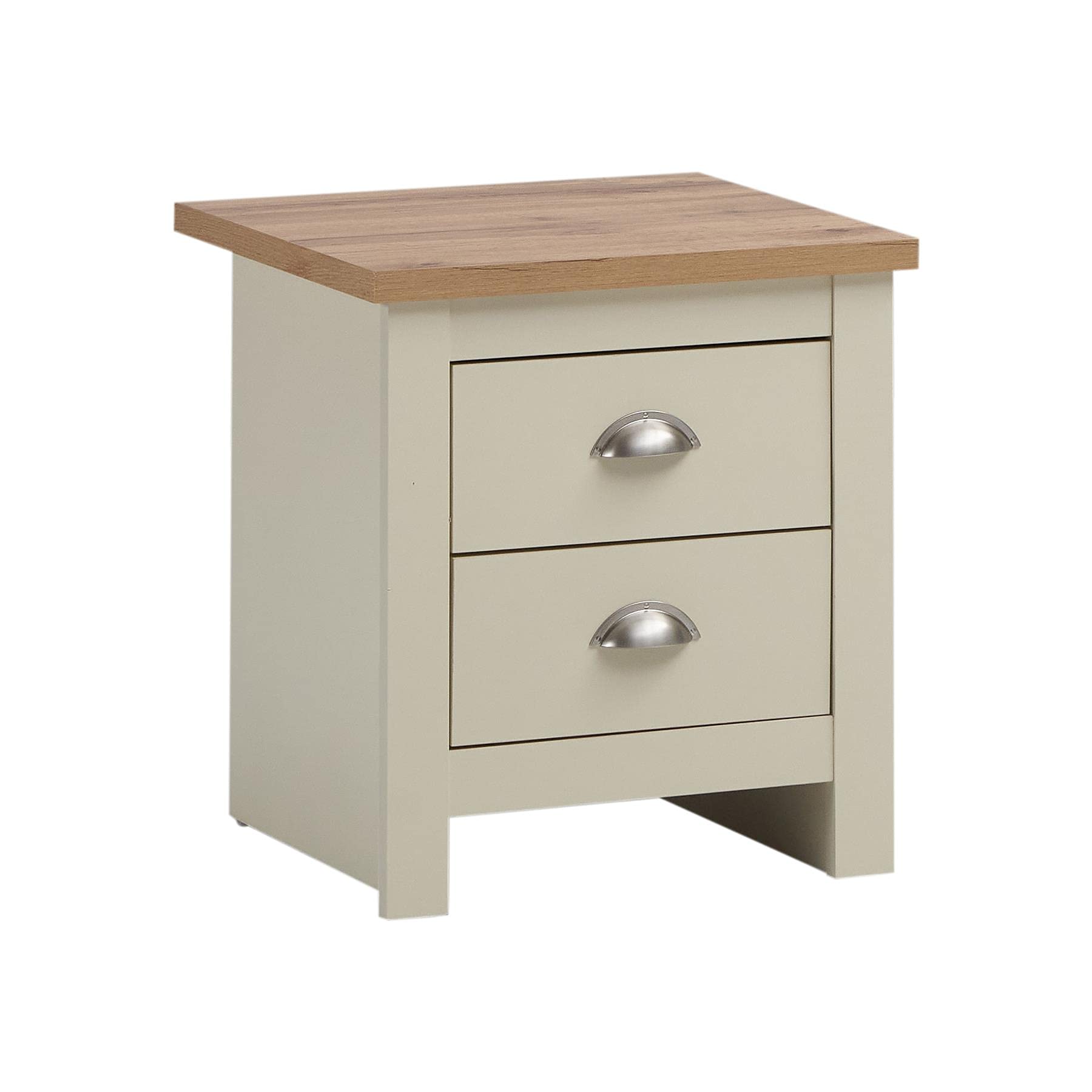 Timber Art Design Lisbon 2 Drawer Bedside Table - Modern Nightstand, Beige