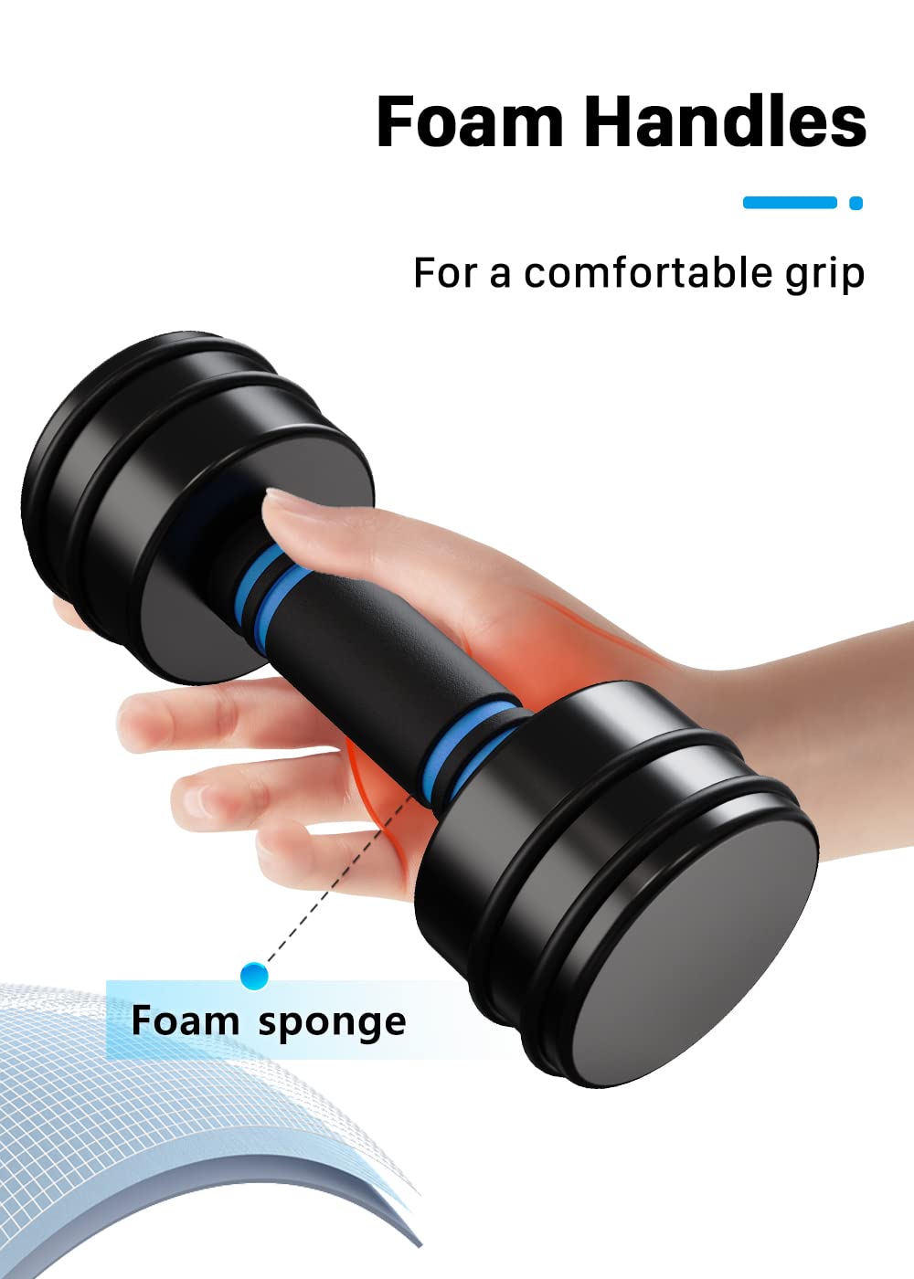 Northdeer Adjustable Steel Dumbbells | 2.5kg Black Set with Foam Handles