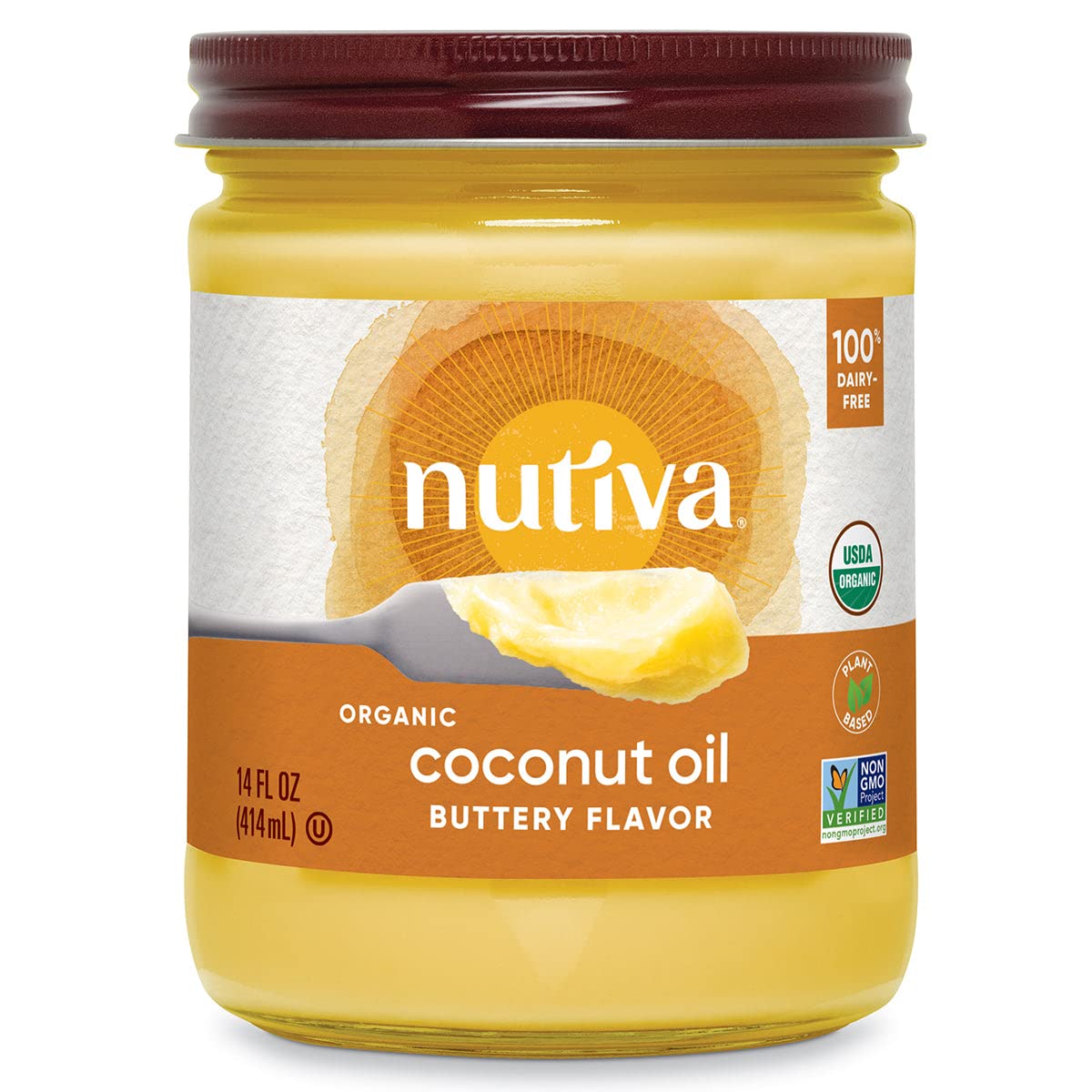 Nutiva Organic Refined Coconut Oil – Buttery Flavor Cooking Oil, 14 oz