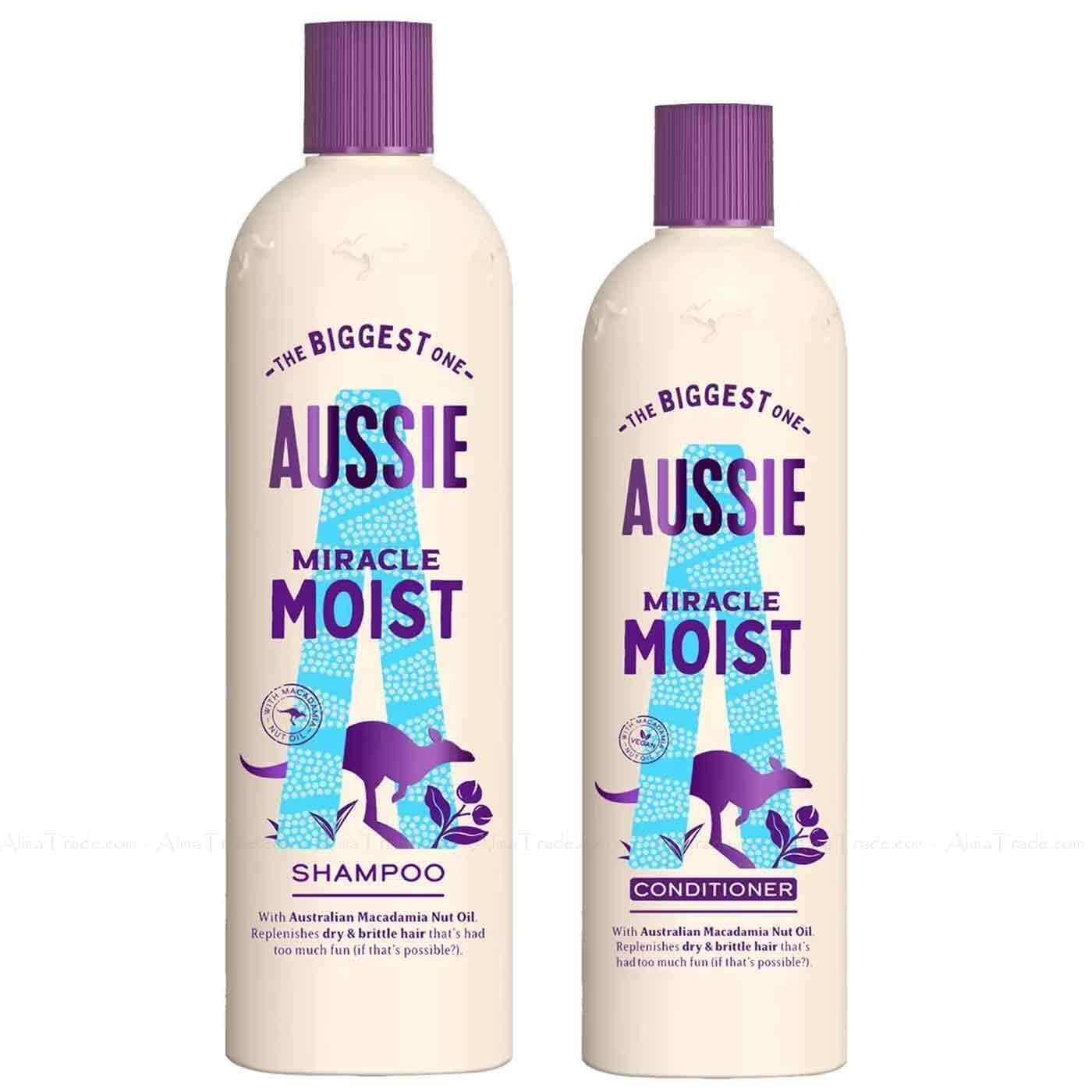 Aussie Miracle Moist Shampoo & Conditioner Set with Macadamia Nut Oil