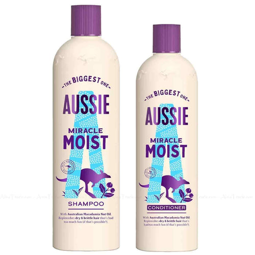 Aussie Miracle Moist Shampoo & Conditioner Set with Macadamia Nut Oil