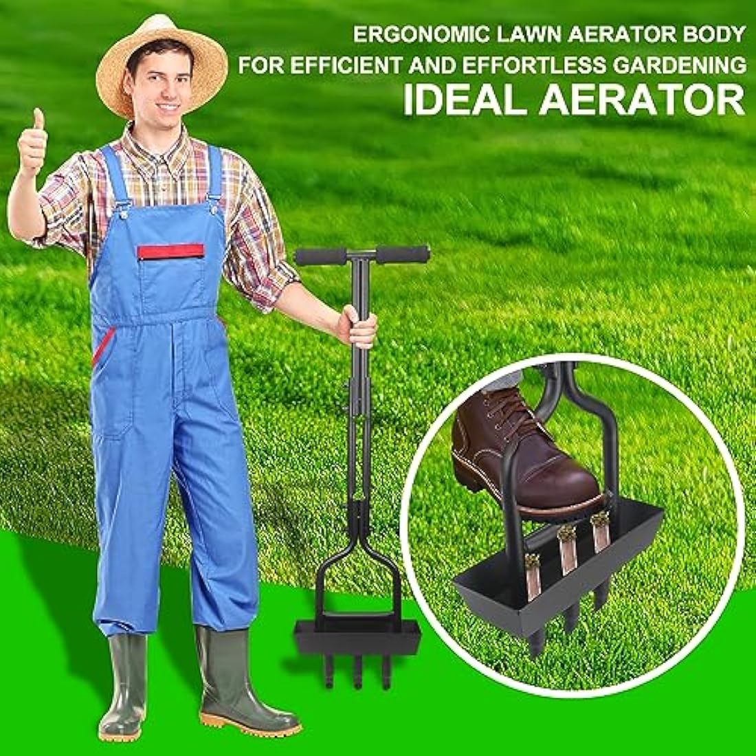 MEIIOFS Manual Lawn Core Aerator with Soil Storage Tray – Durable Alloy