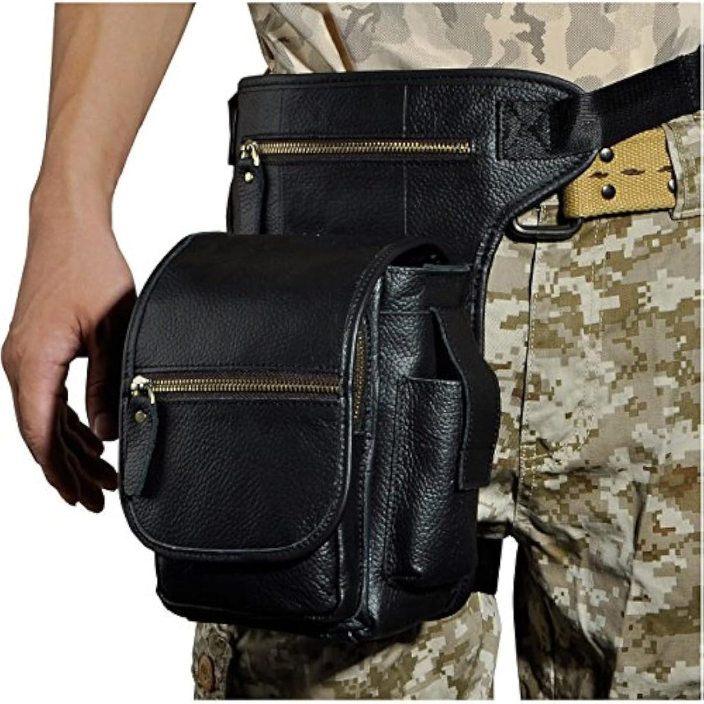 Men's Genuine Leather Drop Leg Bag | Waist Thigh Messenger