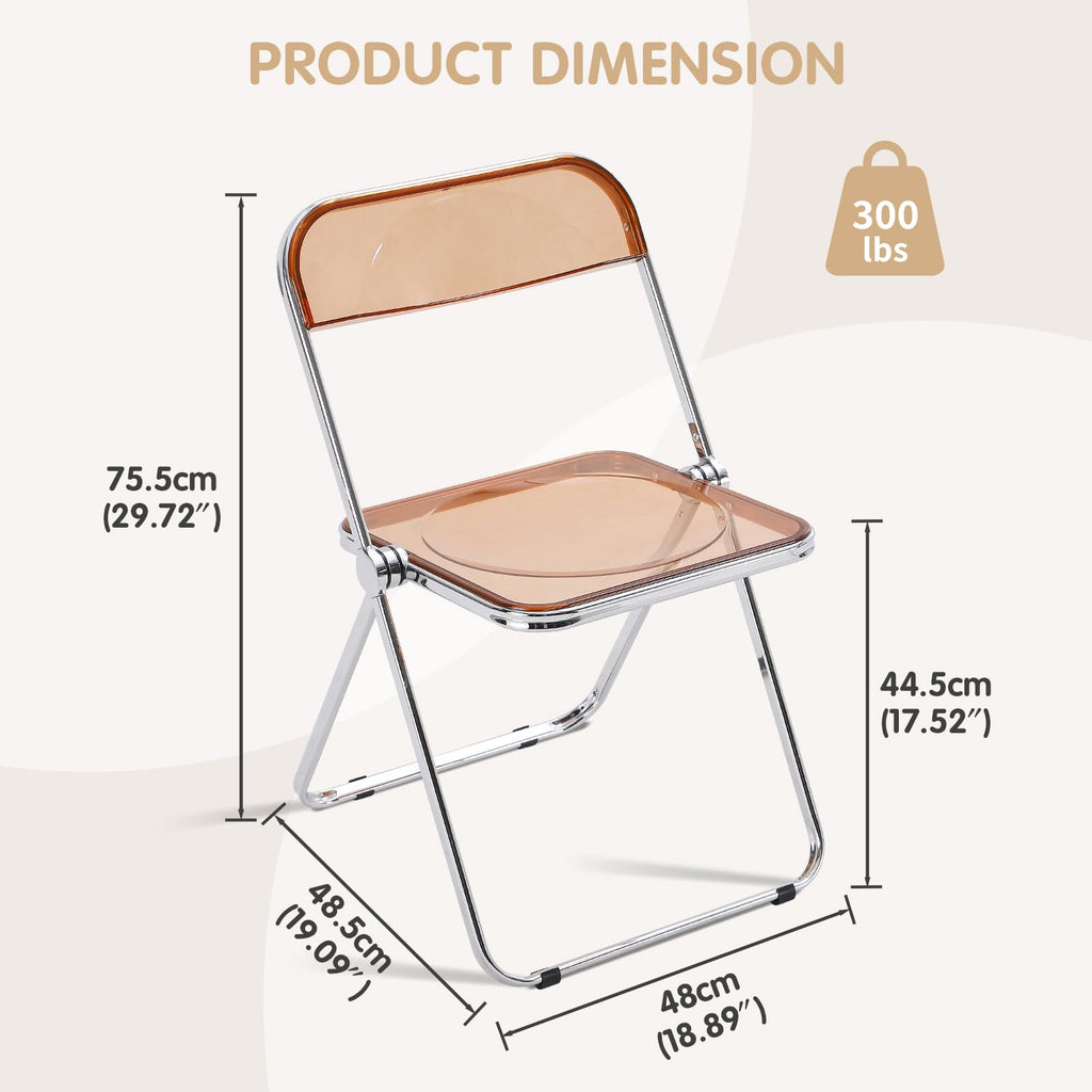 TAO ONE Acrylic Folding Chair Clear Morden Chrome Chair-Tawny - image 2