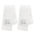 AuldHome Design Be Our Guest Hand Towels | 100% Cotton White Set of 2