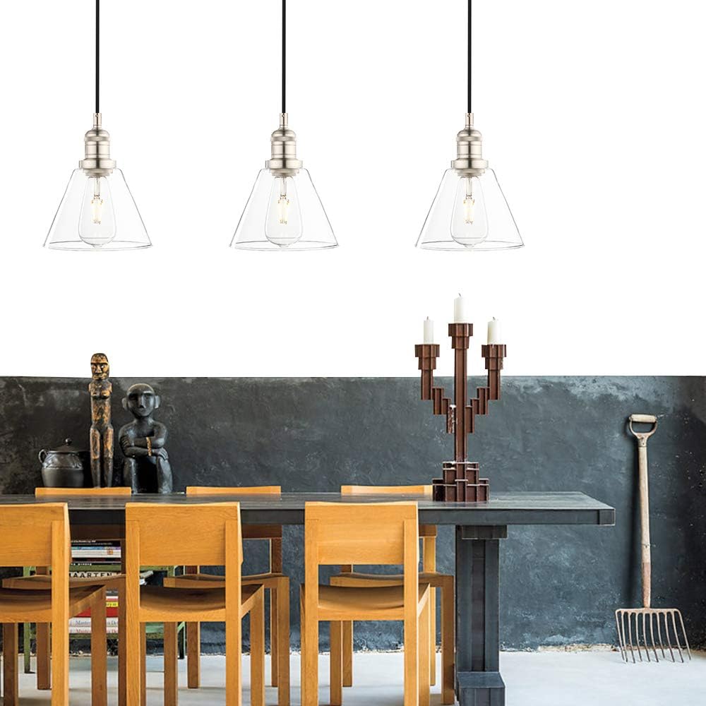 Phansthy Industrial 3-Light Pendant Light | Adjustable Glass Ceiling Lamp
