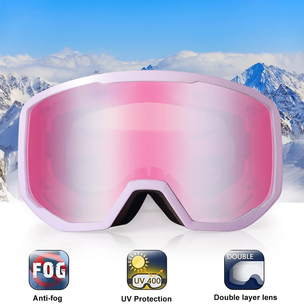 EXP VISION Ski Goggles | Anti-Fog OTG Snowboard Goggles - Purple