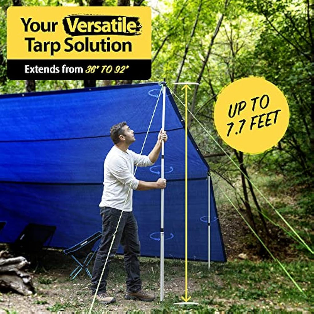 Everbeam Telescopic Tarp Poles | Adjustable 92" Aluminum Rods | 2 Pack