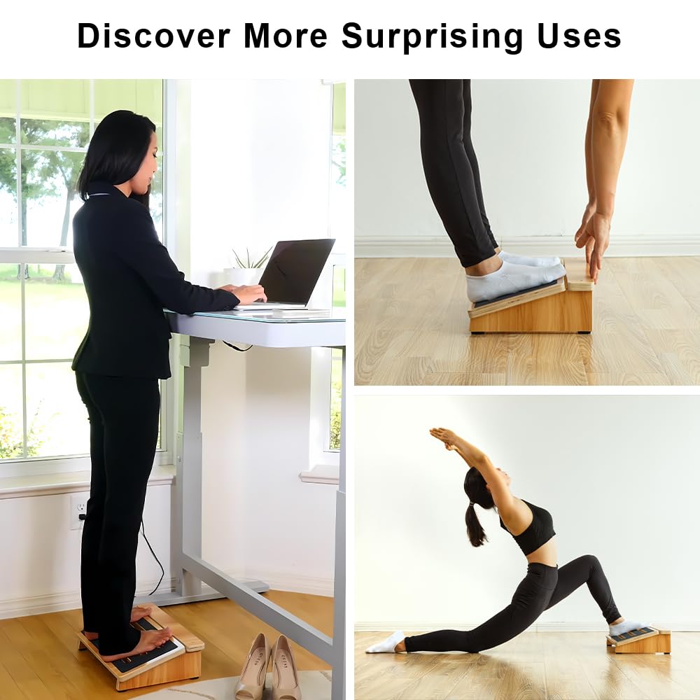 StrongTek Wooden Under Desk Foot Rest – Ergonomic Slanted Posture Support