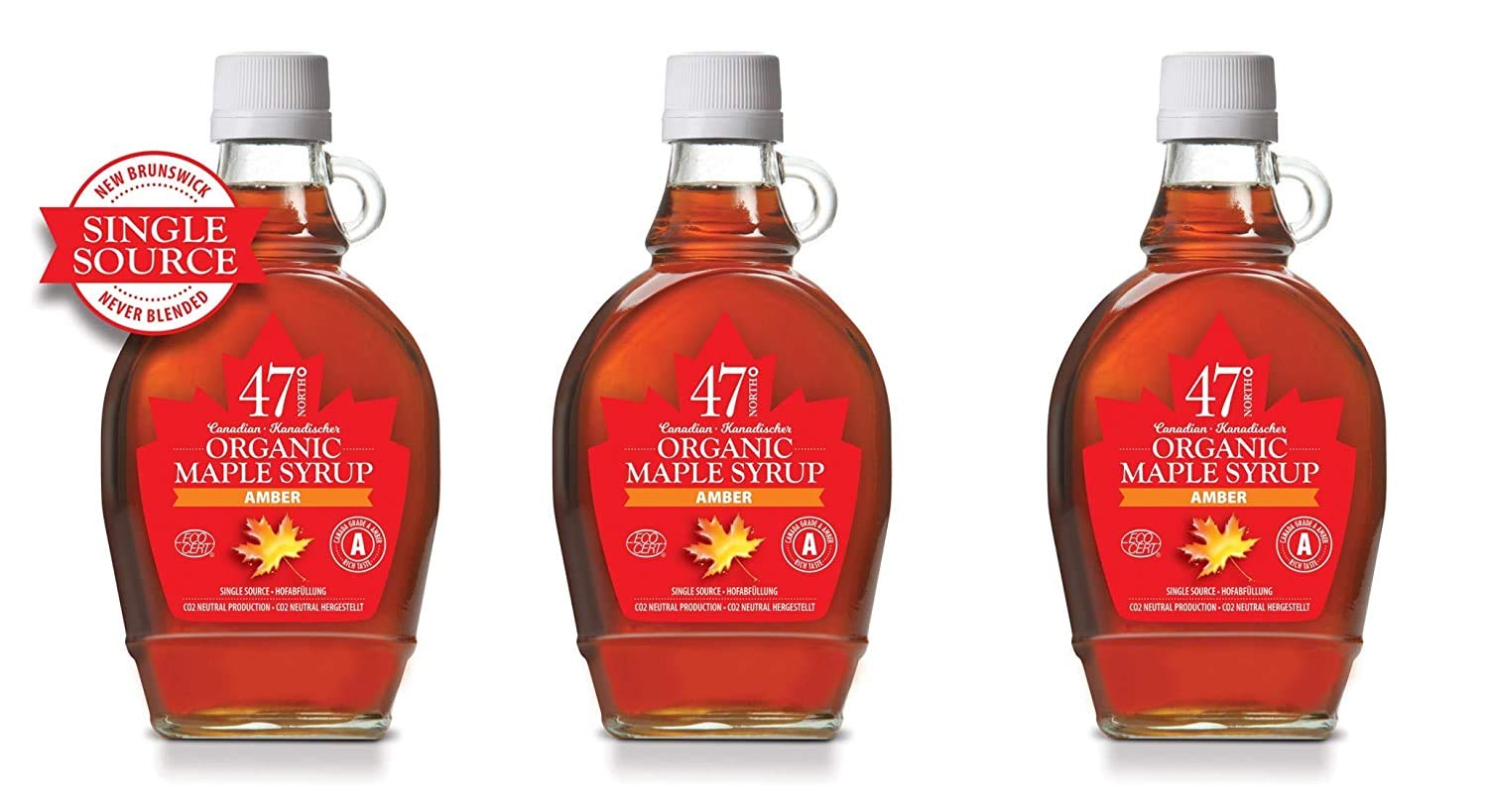 47° North Organic Canadian Maple Syrup | Grade A Amber - 3 x 250g