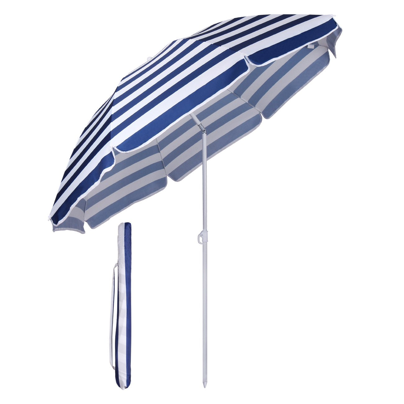 Sekey 1.6m Tilting Beach Umbrella | UV20+ Portable Sun Shelter – Blue