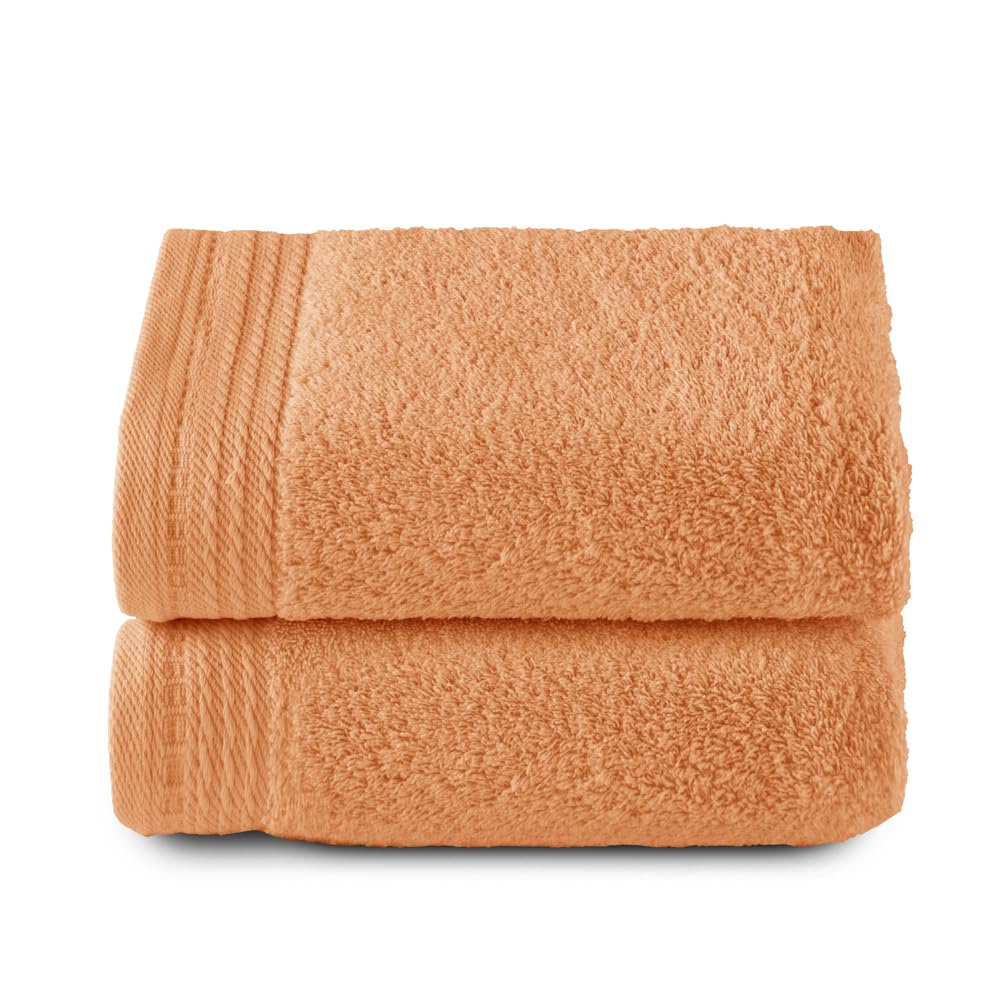 RIZO Top Towel – Set of 2 Combed Cotton Hand Towels – 600 GSM Papaya