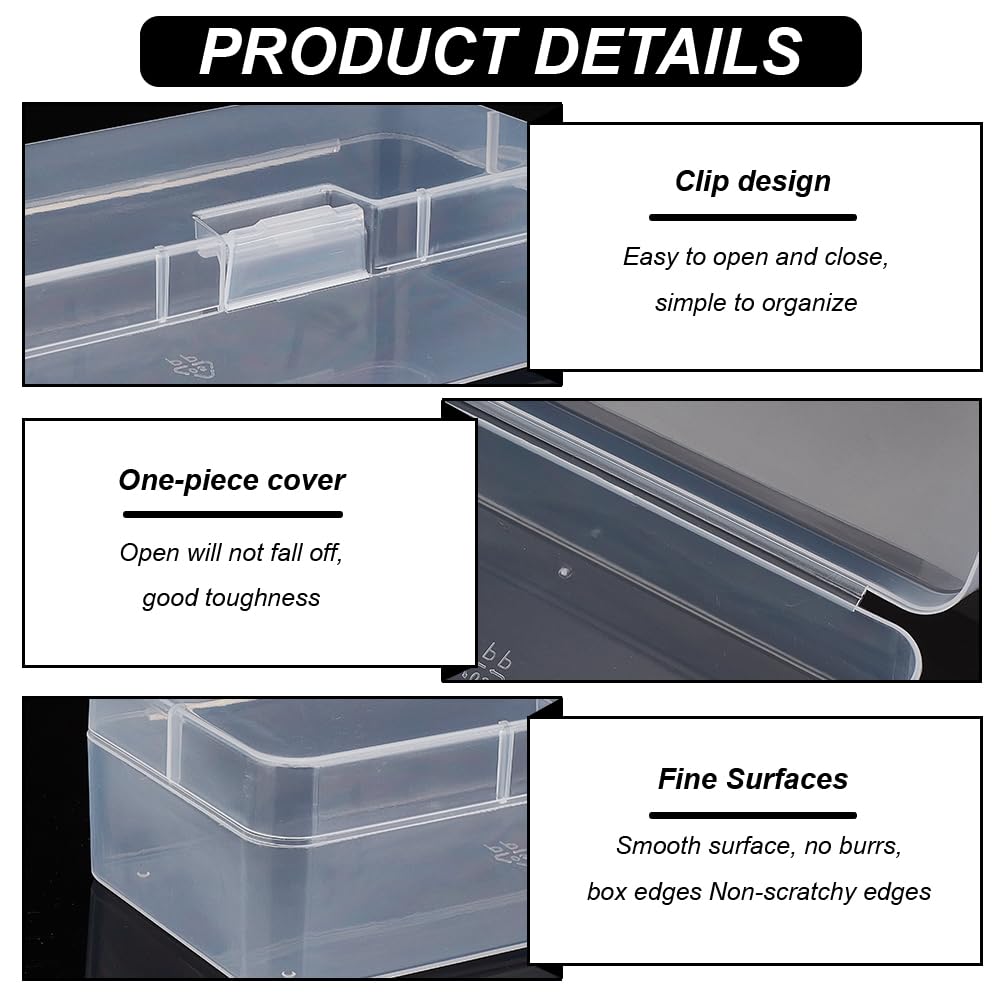 BENECREAT Rectangle Plastic Container Box, 4 Packs, 16.5x7.5x4.7cm - image 4