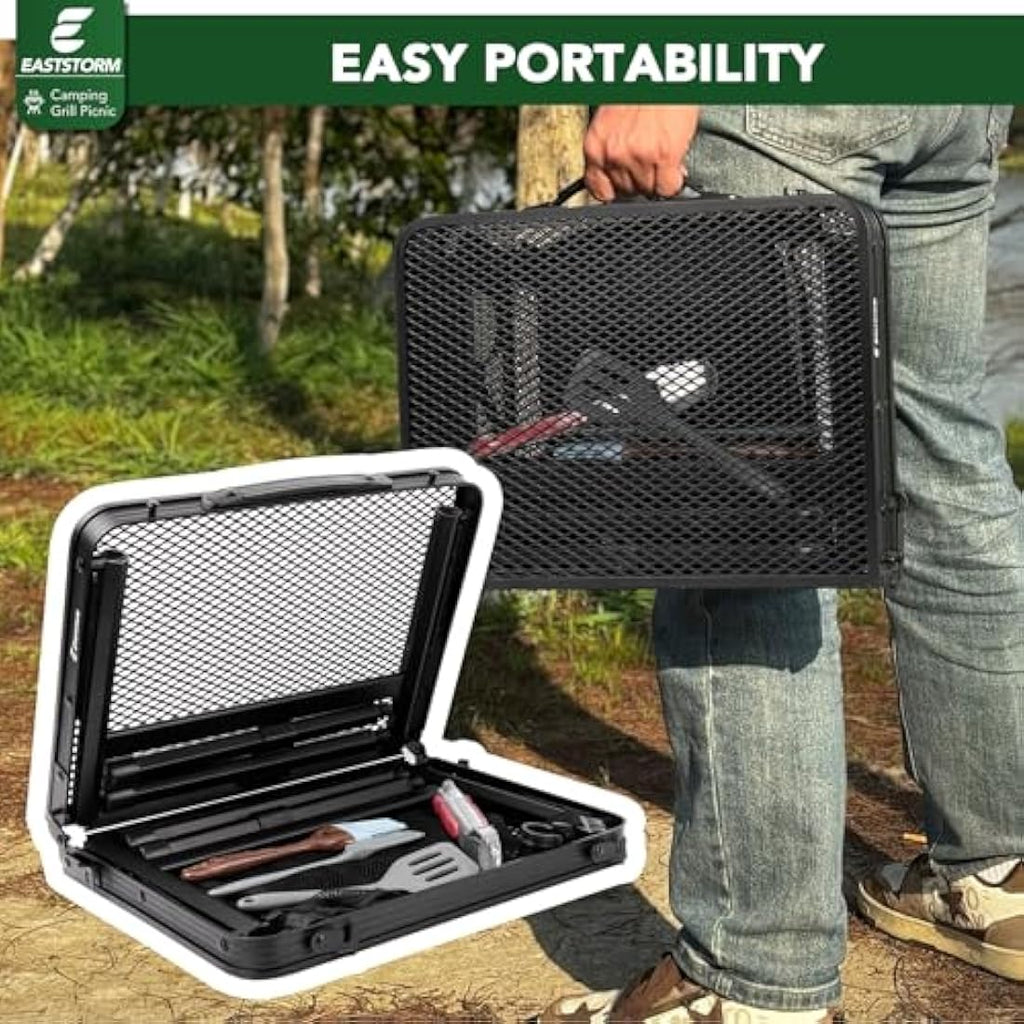 E EASTSTORM Portable Folding Camping Table – Lightweight Mesh Picnic Table