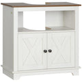 kleankin Under Sink Bathroom Cabinet – Farmhouse Storage Unit, White