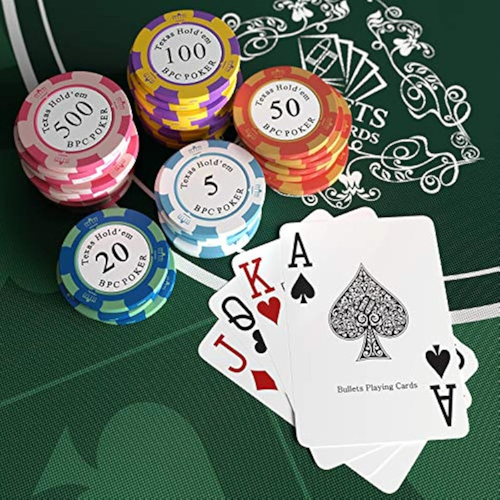 Bullets Playing Cards Carmela Poker Set - 500 Clay Chips & Ceramic Button